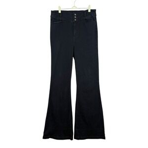 PAIGE Genevieve Angled Waist Band High Rise Flare Jeans Size 31 Indigo Dark Wash